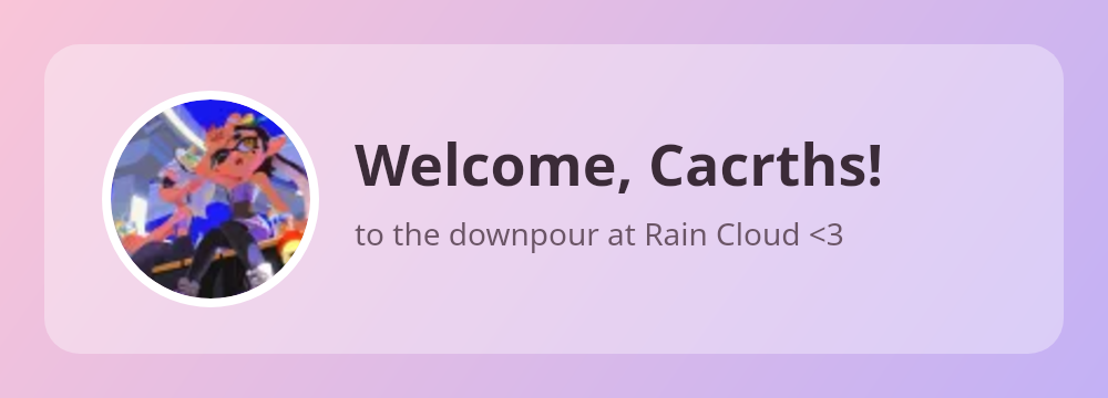 A welcome card greeting a new member